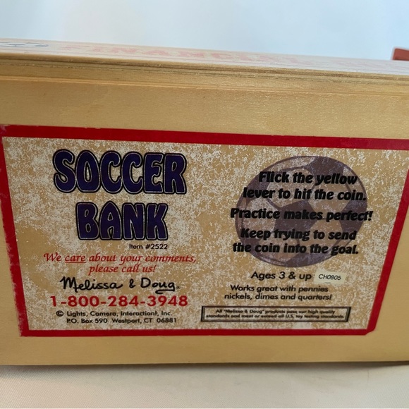 Melissa & Doug Financial Goal Wooden Soccer Coin Piggy Bank NEVER USED - Picture 5 of 10